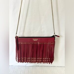 Victoria’s Secret EUC red fringe faux leather crossbody